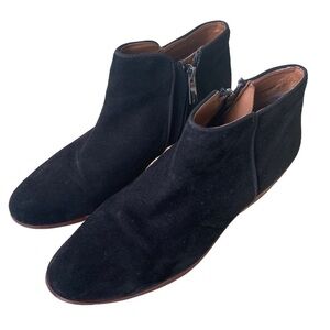 Sam Edelman Petty Black Suede Rounded Toe Stacked Block Heel Ankle Booties Sz 7